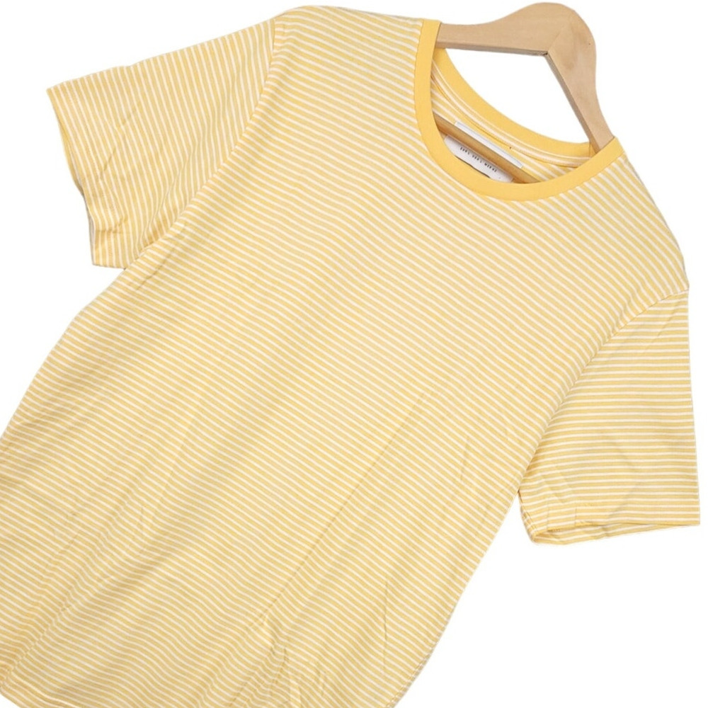 Zipcode Men’s T-Shirt Large Yellow White Striped Short Sleeve Casual Top